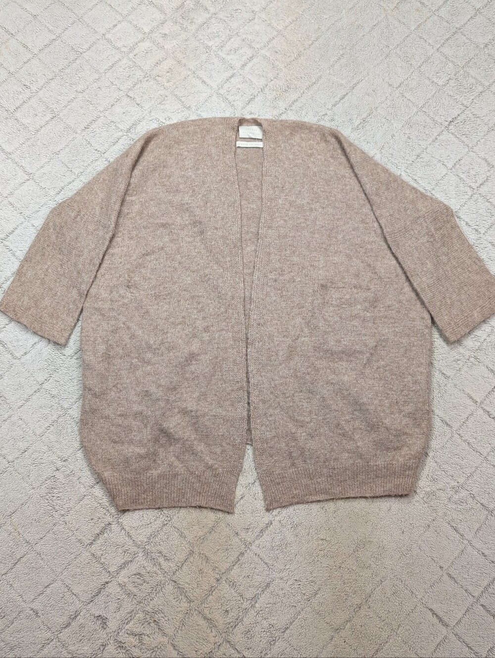 Lauren Manoogian Sweater Womens O/S Beige Alpaca Blend Cocoon Cardigan Duster